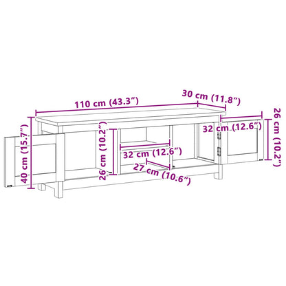 vidaXL TV cabinet 110 x 30 x 40 cm Natural Solid Teak Wood