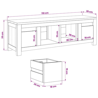 vidaXL TV Cabinet 110 x 30 x 35 cm Natural Solid Teak Wood
