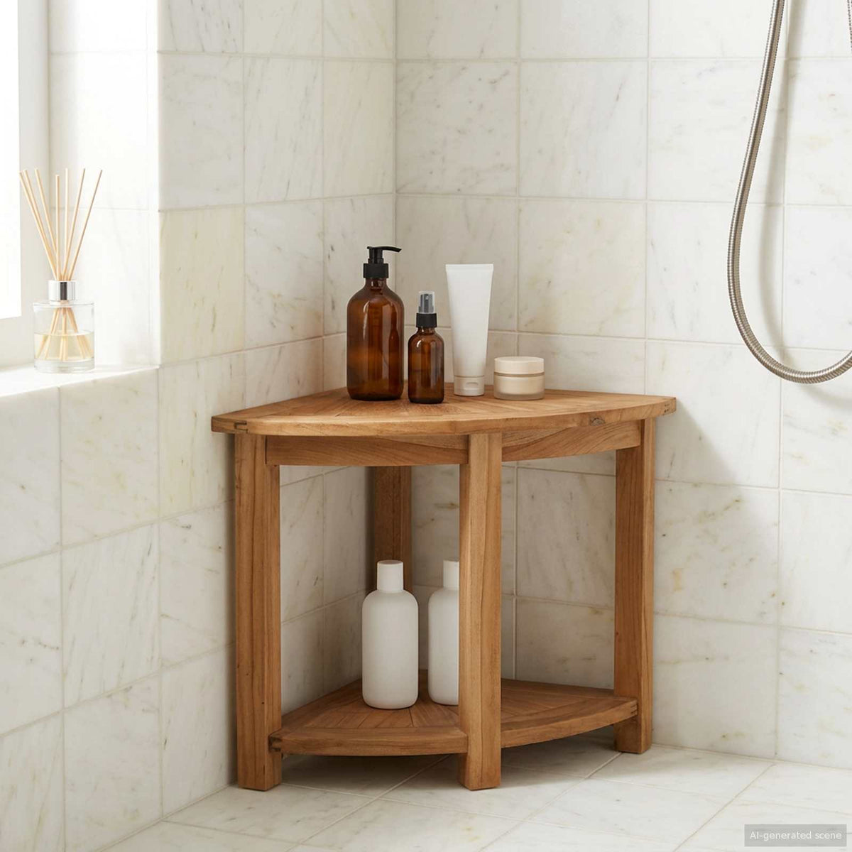 vidaXL Bathroom Side Table Natural 45 x 45 x 46 cm Solid Teak Wood