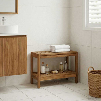 vidaXL Bathroom Side Table Natural 60 x 30 x 45 cm Solid Teak Wood