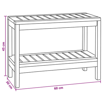 vidaXL Bathroom Side Table Natural 60 x 30 x 45 cm Solid Teak Wood