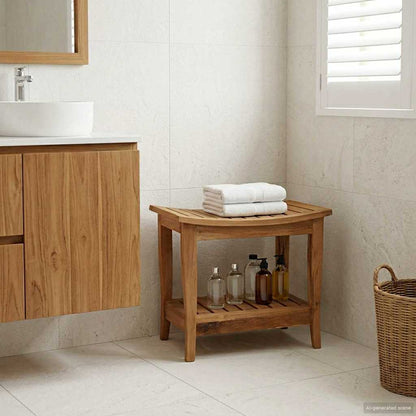 vidaXL Bathroom Side Table Natural 50 x 35 x 45 cm Solid Teak Wood
