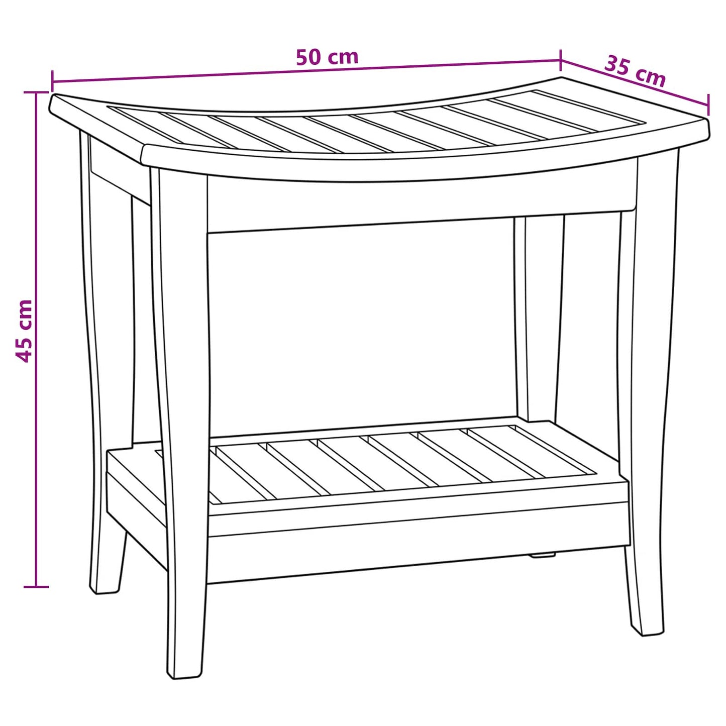 vidaXL Bathroom Side Table Natural 50 x 35 x 45 cm Solid Teak Wood