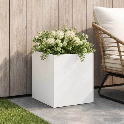 vidaXL Garden Planter White 20 x 20 x 20 cm Cold-rolled Steel