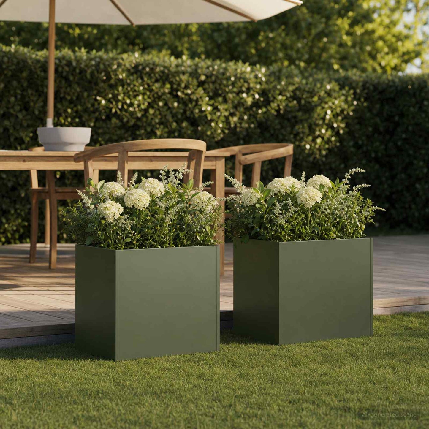 vidaXL Garden Planter 2 pcs Olive Green 20 x 20 x 20 cm
