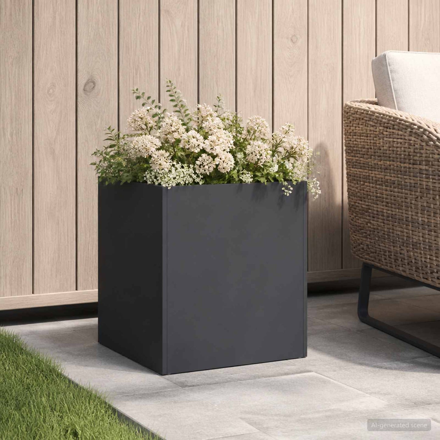 vidaXL Garden Planter Black 25 x 25 x 25 cm Cold-rolled Steel