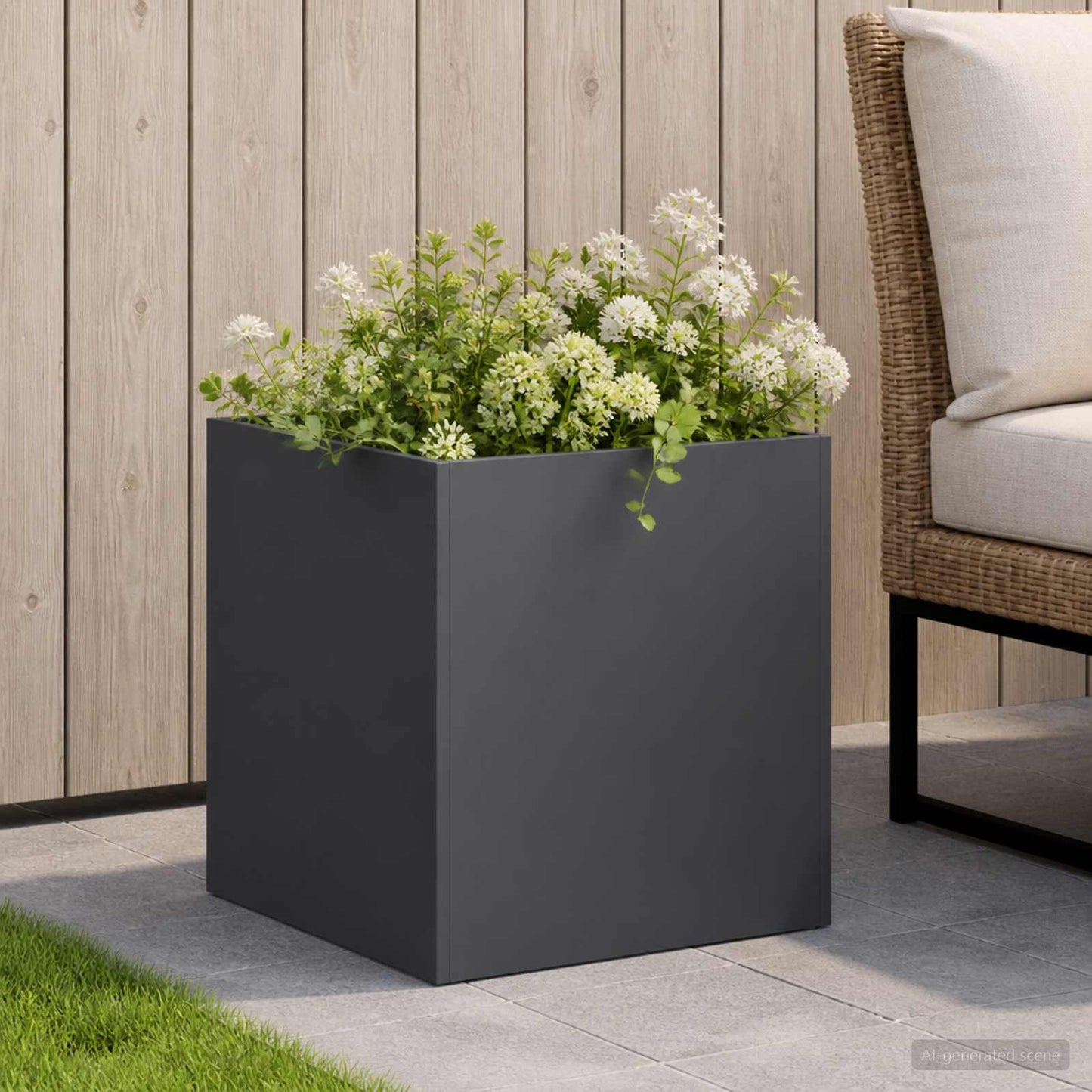 vidaXL Garden Planter Anthracite 25 x 25 x 25 cm Cold-rolled Steel