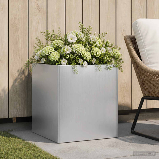 vidaXL Garden Planter Silver 25 x 25 x 25 cm Galvanised Steel