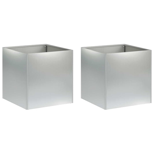 vidaXL Garden Planter 2 pcs Silver 25 x 25 x 25 cm Galvanised Steel
