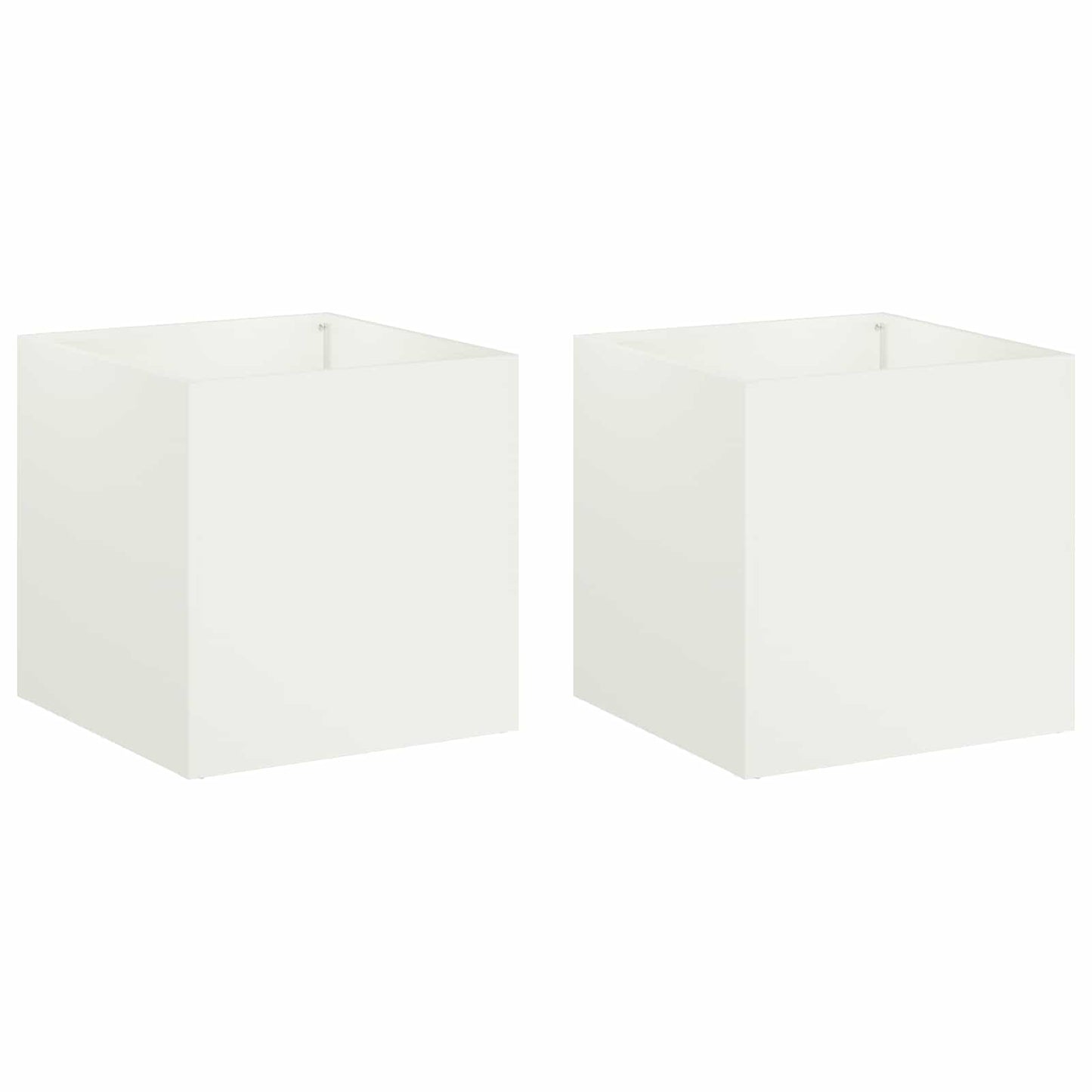vidaXL Garden Planter 2 pcs White 35 x 35 x 35 cm Cold-rolled Steel