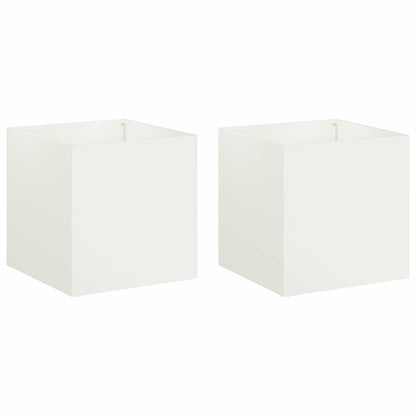 vidaXL Garden Planter 2 pcs White 35 x 35 x 35 cm Cold-rolled Steel
