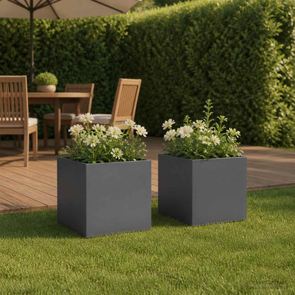 vidaXL Garden Planter 2 pcs Anthracite 35 x 35 x 35 cm