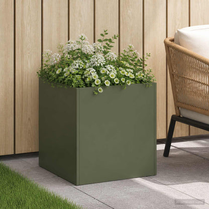 vidaXL Garden Planter Olive Green 35 x 35 x 35 cm Cold-rolled Steel