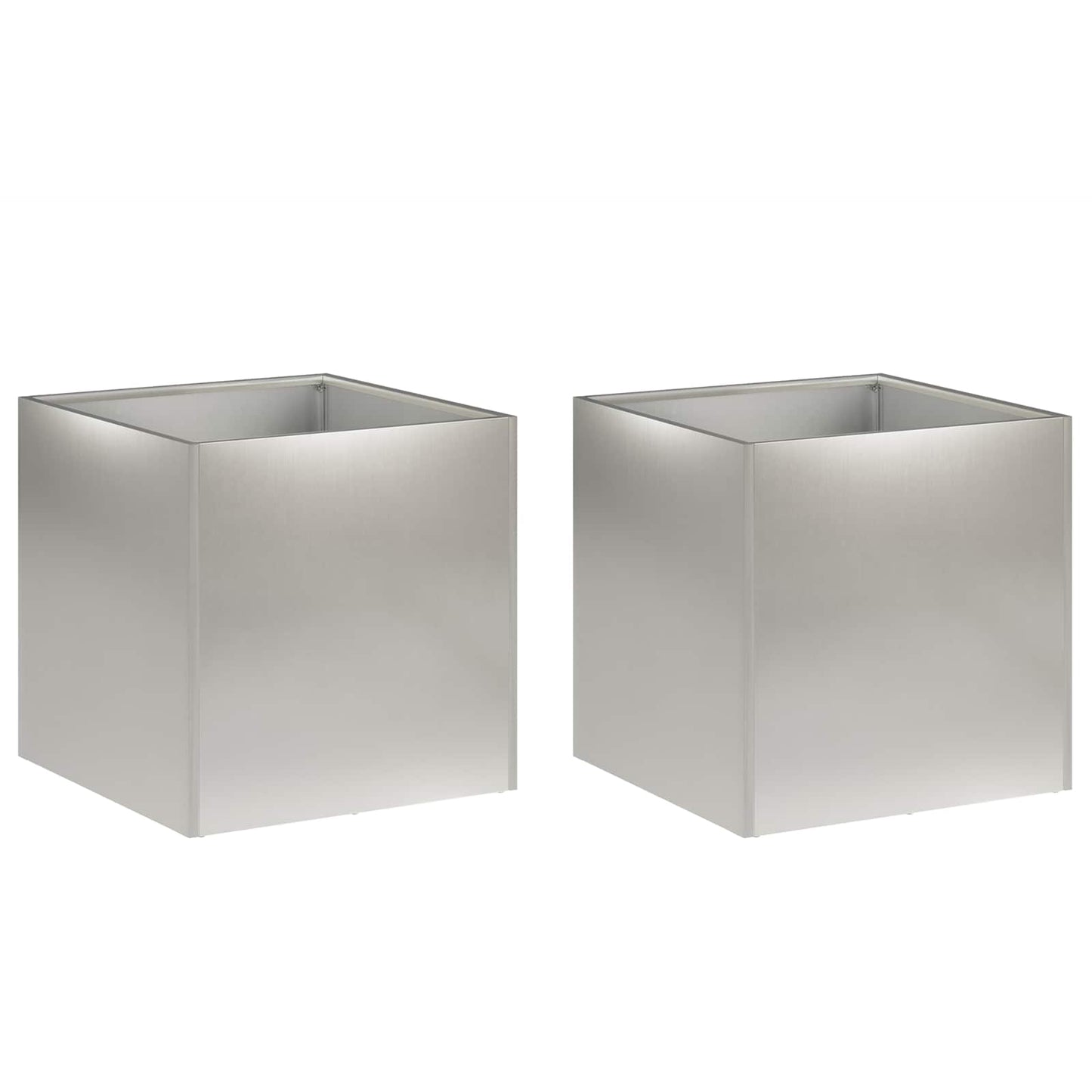 vidaXL Garden Planter 2 pcs Silver 35 x 35 x 35 cm Stainless Steel