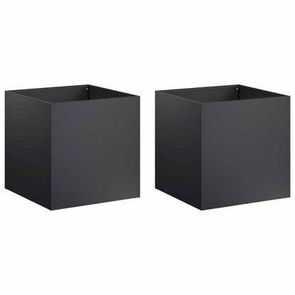 vidaXL Garden Planter 2 pcs Black 45 x 45 x 45 cm Cold-rolled Steel