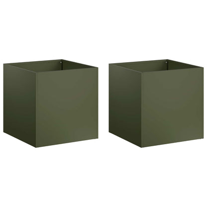 vidaXL Garden Planter 2 pcs Olive Green 45 x 45 x 45 cm