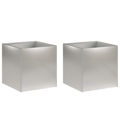 vidaXL Garden Planter 2 pcs Silver 45 x 45 x 45 cm Stainless Steel