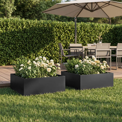 vidaXL Garden Planter 2 pcs Black 40 x 40 x 20 cm Cold-rolled Steel