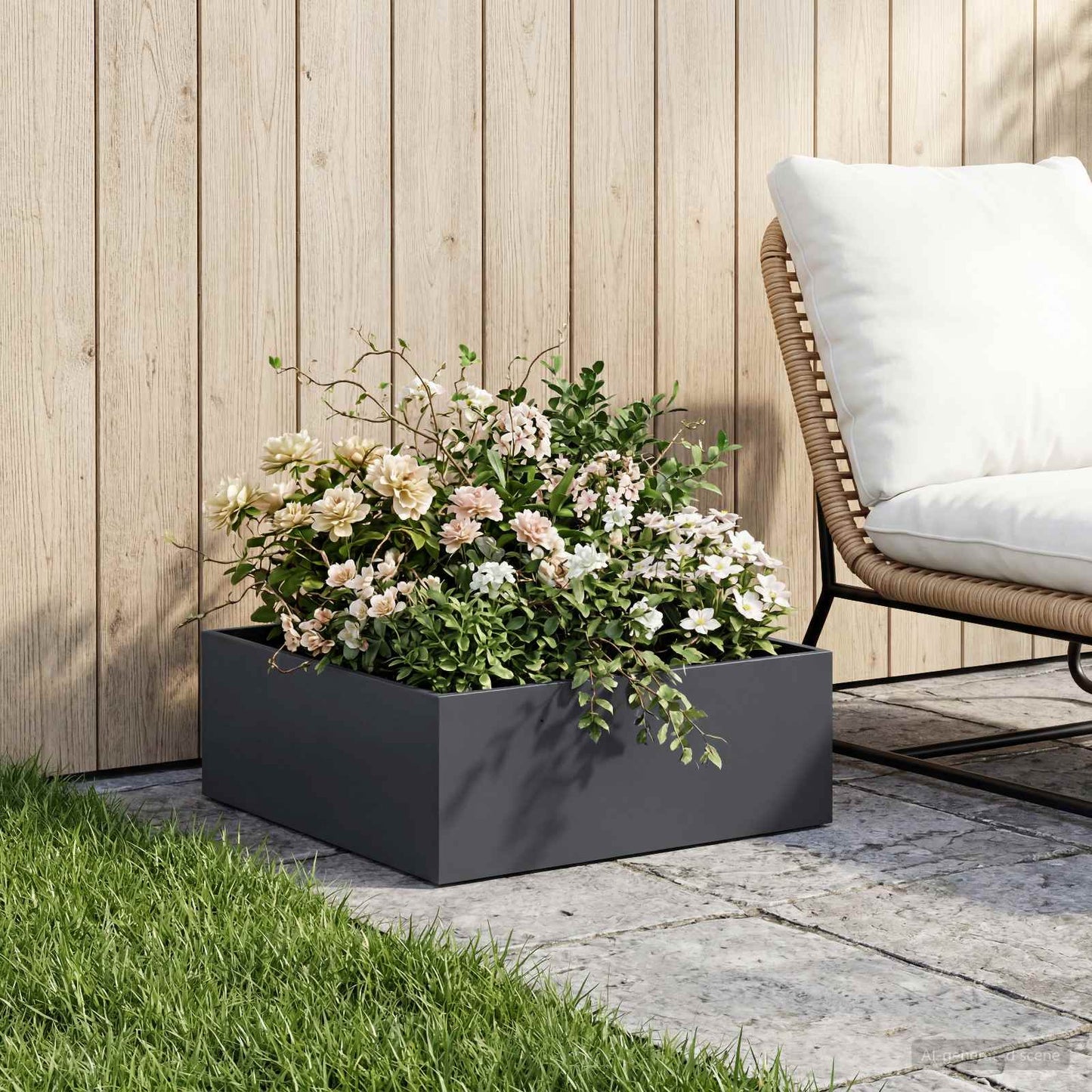 vidaXL Garden Planter Anthracite 40 x 40 x 20 cm Cold-rolled Steel