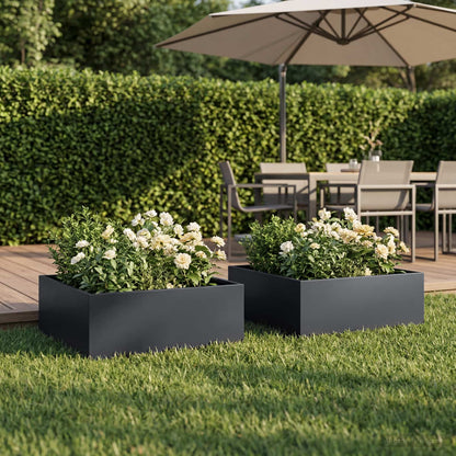 vidaXL Garden Planter 2 pcs Anthracite 40 x 40 x 20 cm