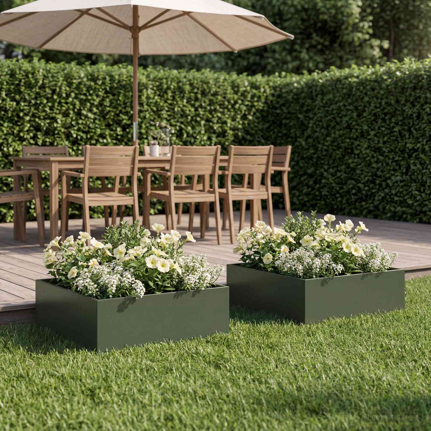vidaXL Garden Planter 2 pcs Olive Green 40 x 40 x 20 cm
