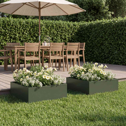 vidaXL Garden Planter 2 pcs Olive Green 40 x 40 x 20 cm