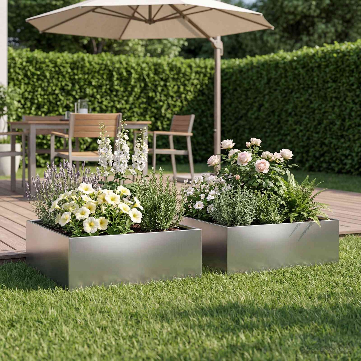 vidaXL Garden Planter 2 pcs Silver 40 x 40 x 20 cm Stainless Steel