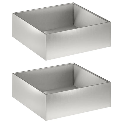 vidaXL Garden Planter 2 pcs Silver 40 x 40 x 20 cm Stainless Steel