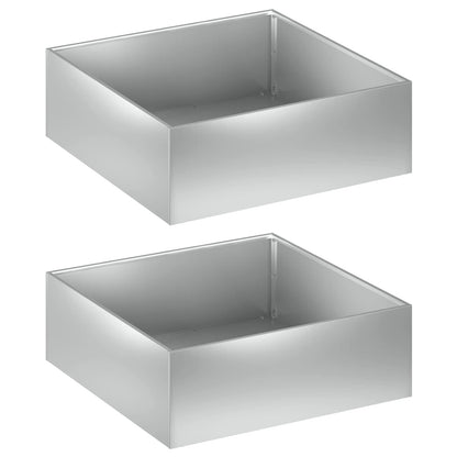 vidaXL Garden Planter 2 pcs Silver 40 x 40 x 20 cm Galvanised Steel