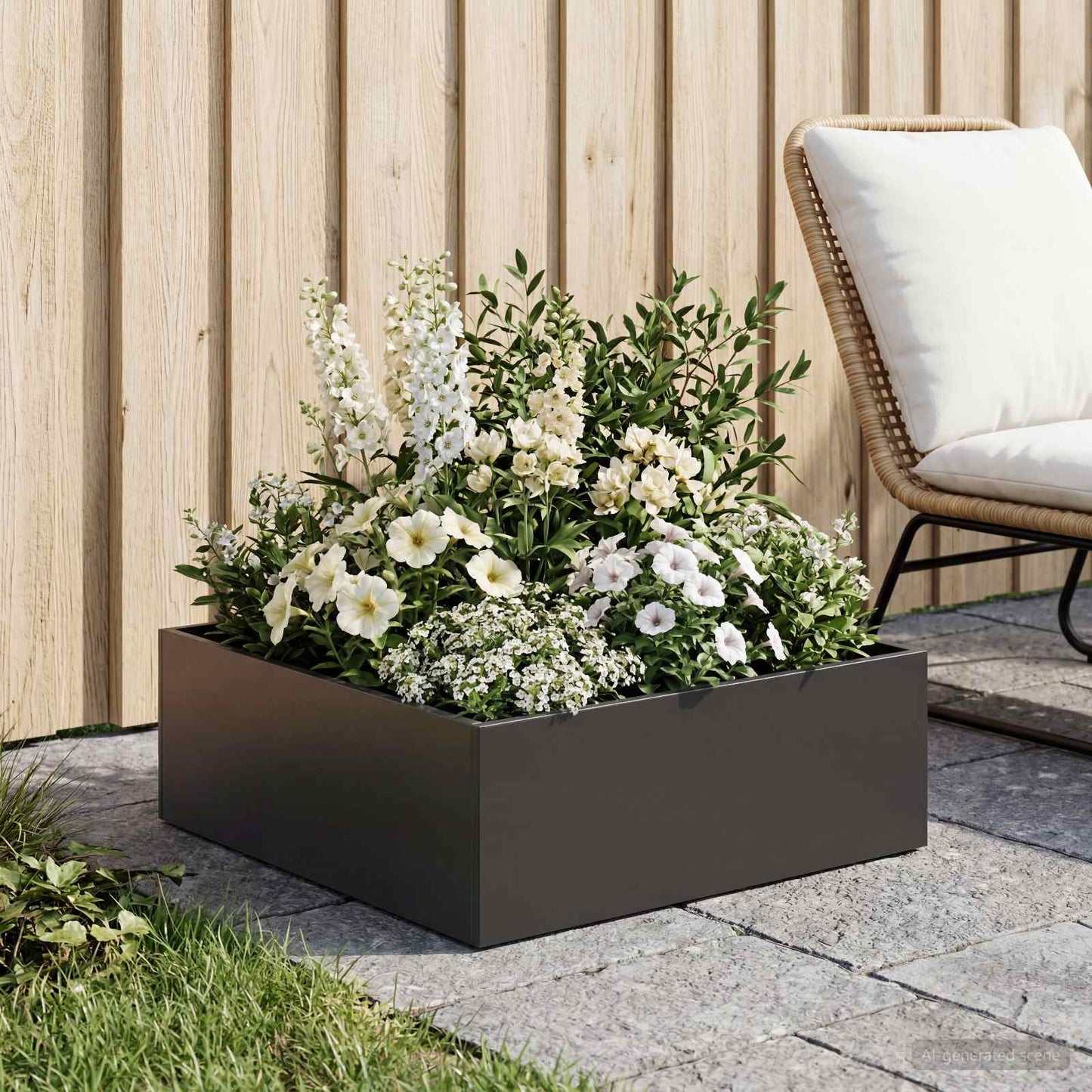 vidaXL Garden Planter Black 60 x 60 x 20 cm Cold-rolled Steel