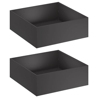 vidaXL Garden Planter 2 pcs Black 60 x 60 x 20 cm Cold-rolled Steel