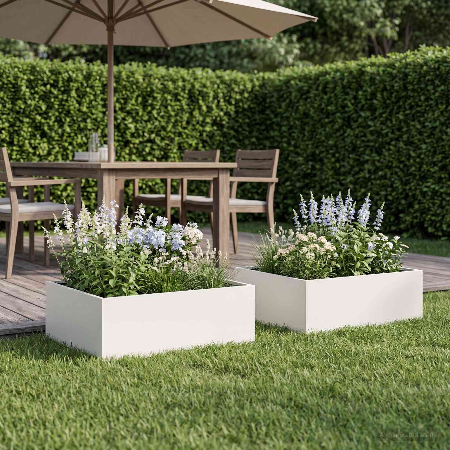 vidaXL Garden Planter 2 pcs White 60 x 60 x 20 cm Cold-rolled Steel