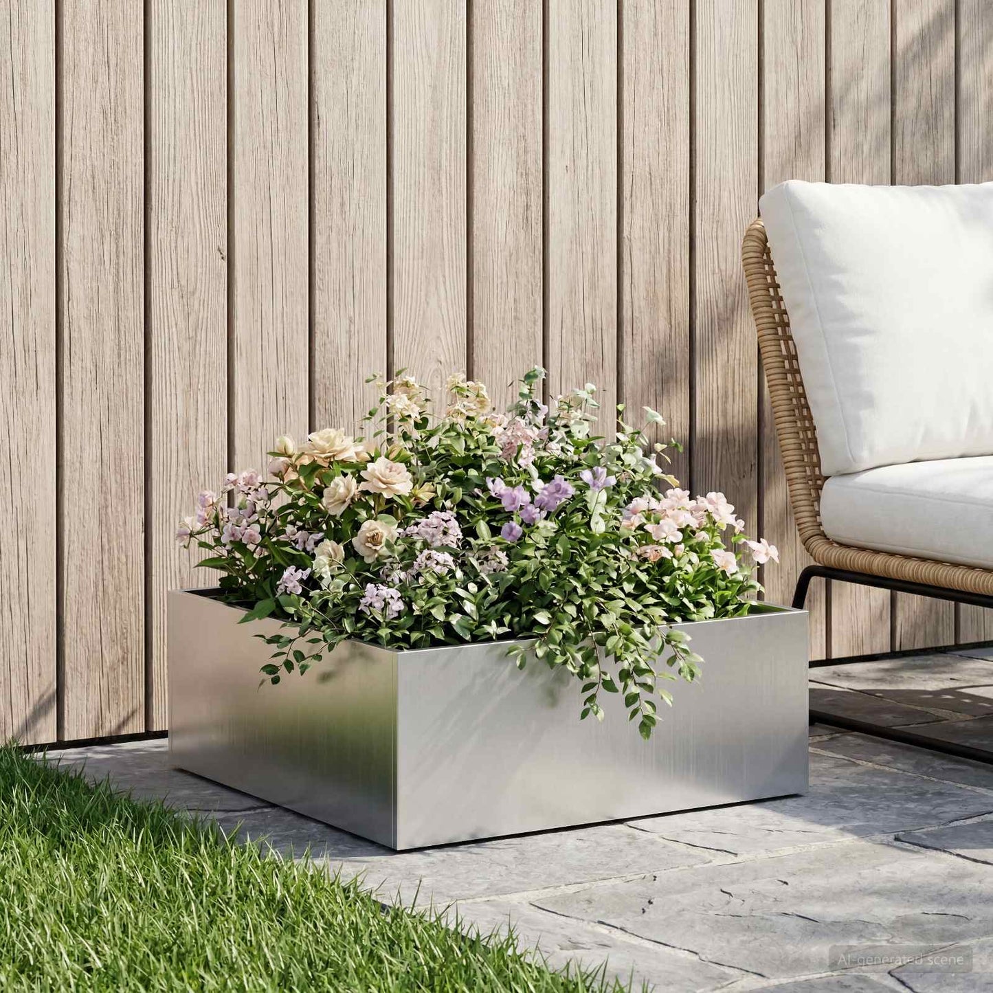vidaXL Garden Planter Silver 60 x 60 x 20 cm Stainless Steel