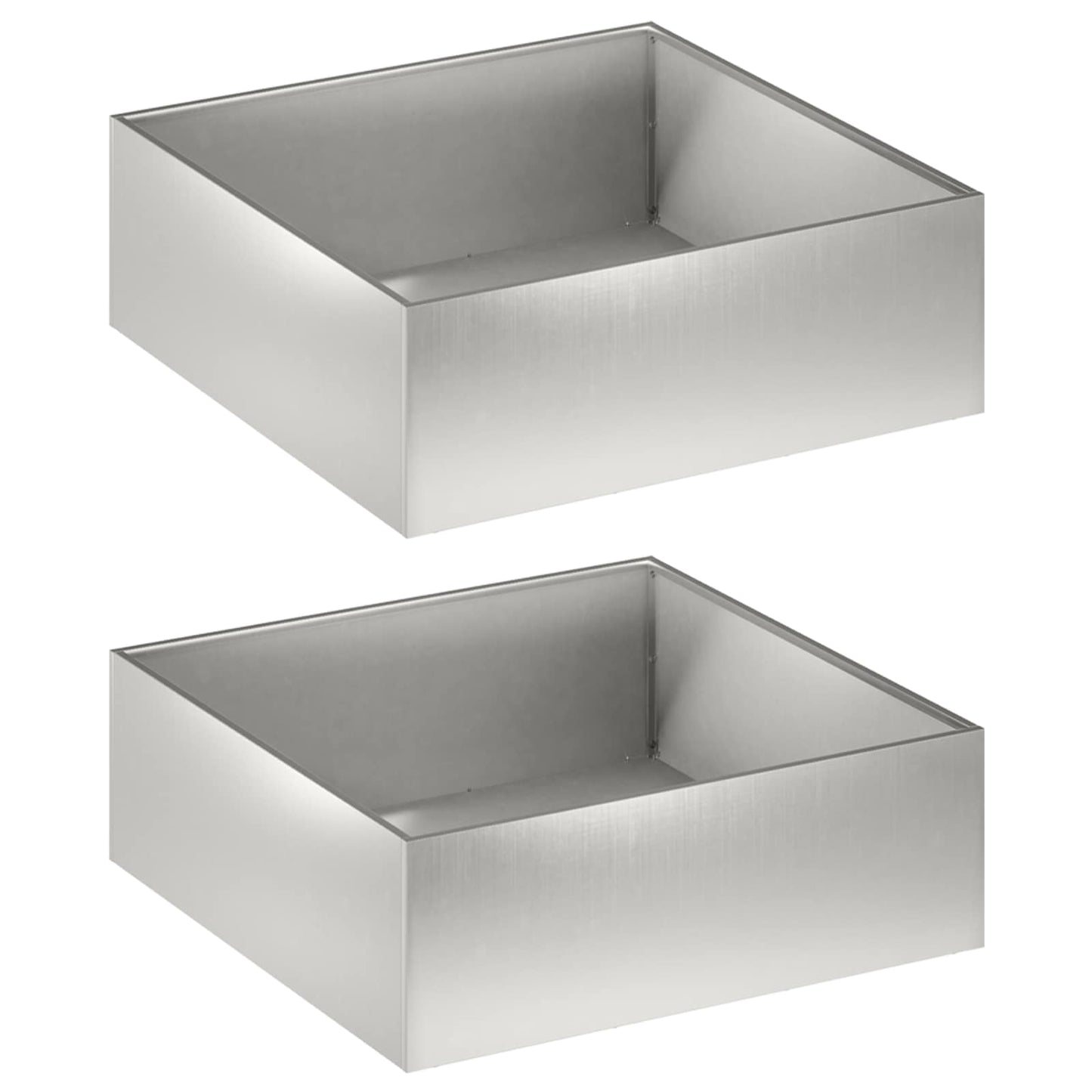 vidaXL Garden Planter 2 pcs Silver 60 x 60 x 20 cm Stainless Steel