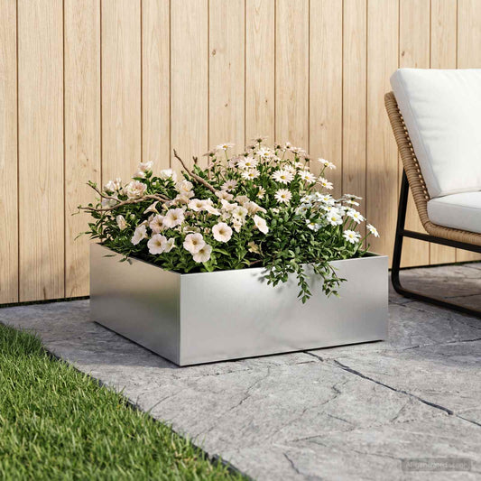 vidaXL Garden Planter Silver 60 x 60 x 20 cm Galvanised Steel