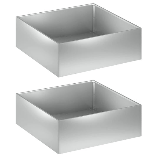 vidaXL Garden Planter 2 pcs Silver 60 x 60 x 20 cm Galvanised Steel