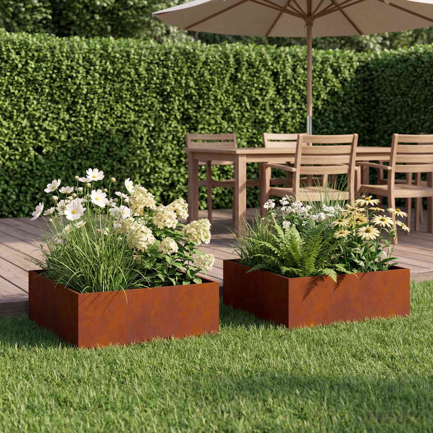 vidaXL Garden Planter 2 pcs Rusty 60 x 60 x 20 cm Weathering Steel