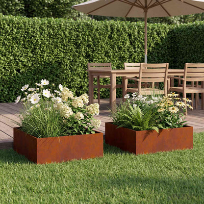vidaXL Garden Planter 2 pcs Rusty 60 x 60 x 20 cm Weathering Steel