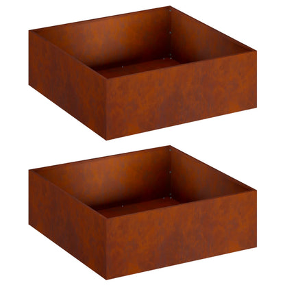 vidaXL Garden Planter 2 pcs Rusty 60 x 60 x 20 cm Weathering Steel