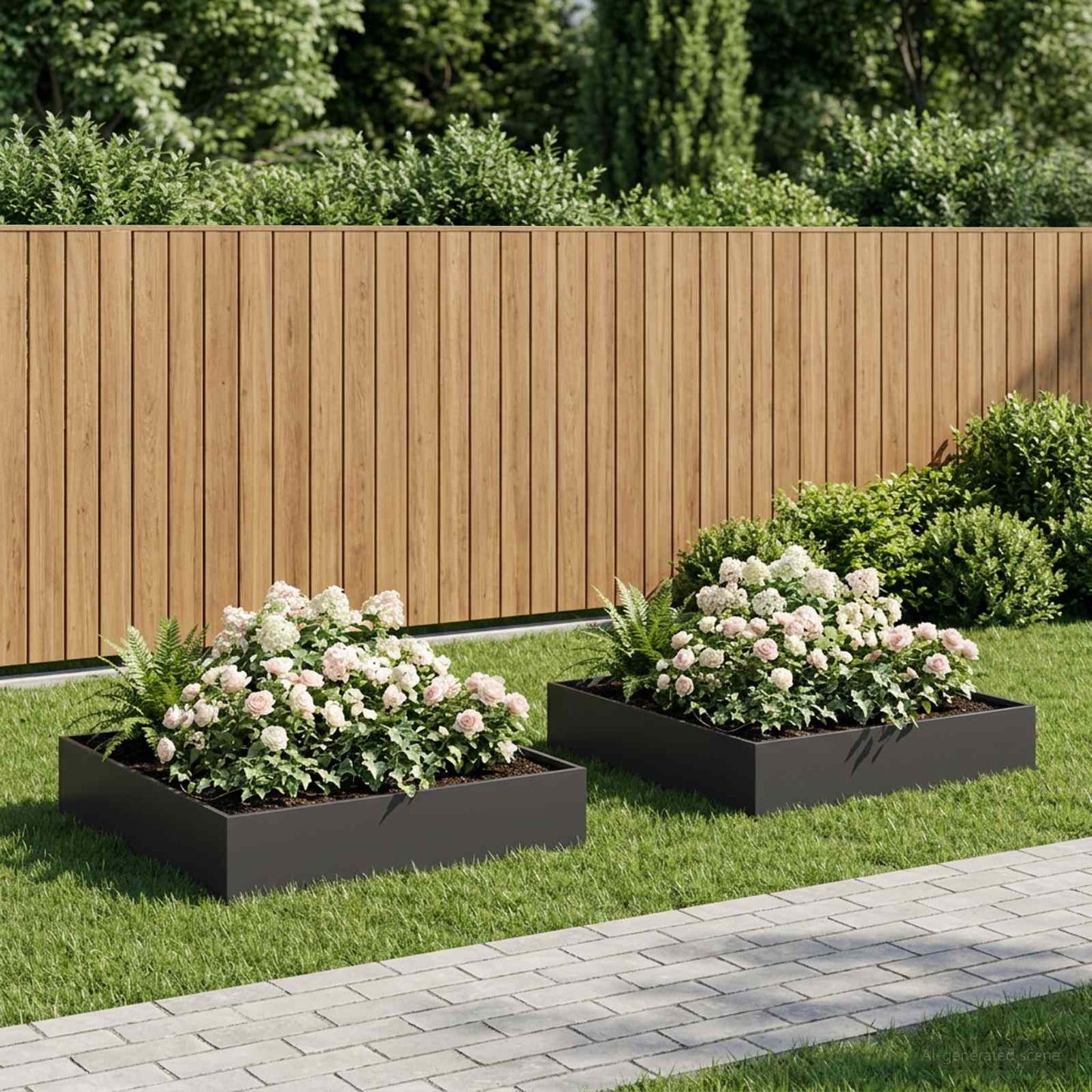 vidaXL Garden Planter 2 pcs Black 100 x 100 x 20 cm Cold-rolled Steel