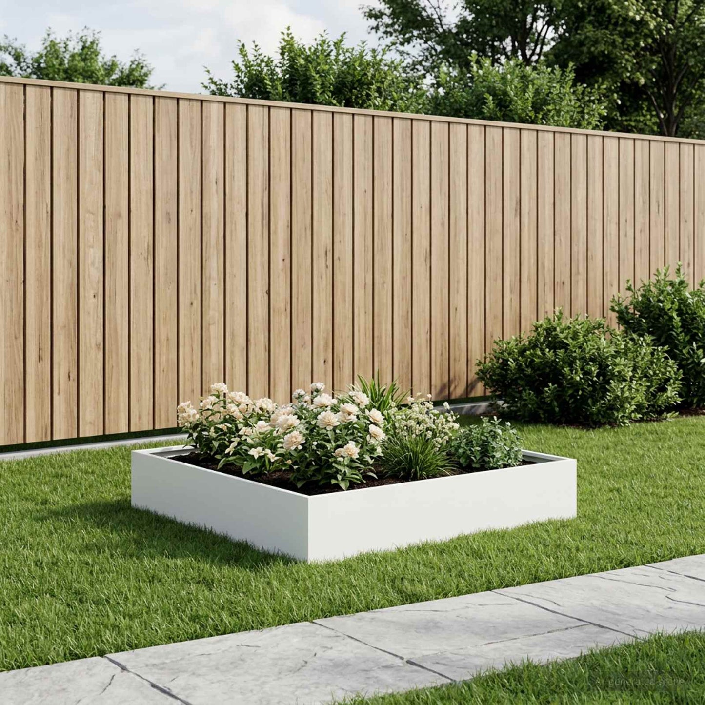vidaXL Garden Planter White 100 x 100 x 20 cm Cold-rolled Steel
