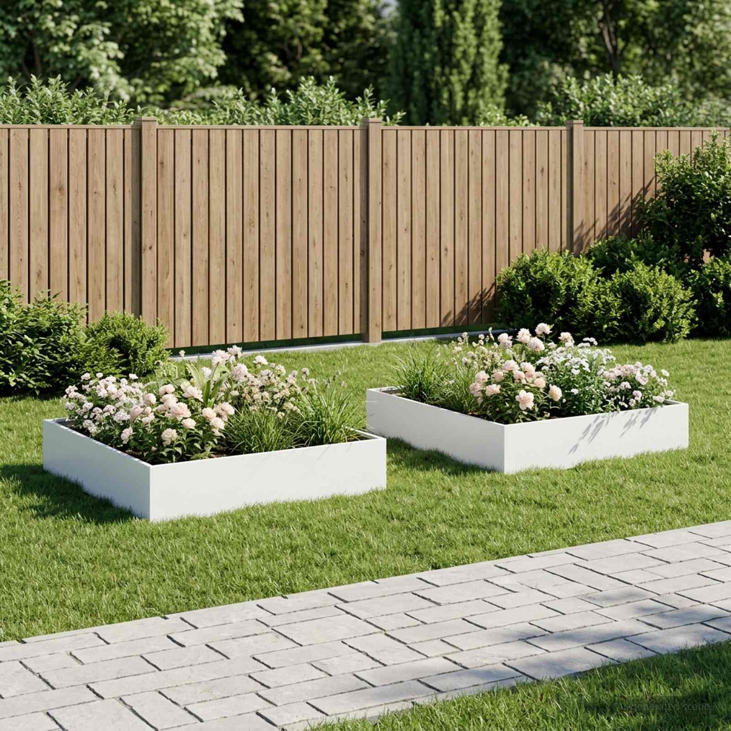 vidaXL Garden Planter 2 pcs White 100 x 100 x 20 cm Cold-rolled Steel
