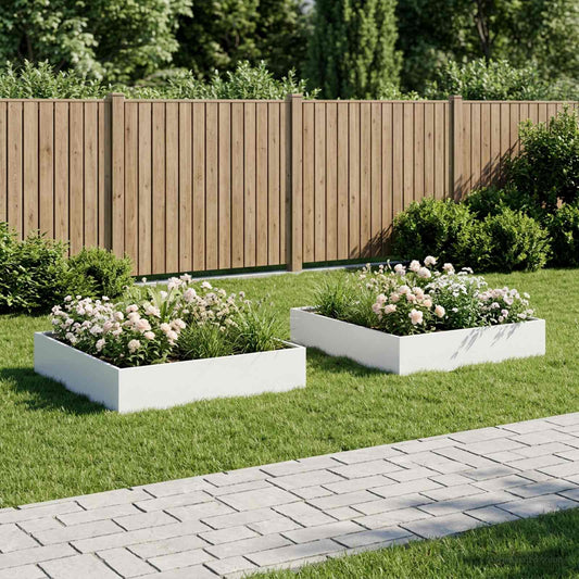 vidaXL Garden Planter 2 pcs White 100 x 100 x 20 cm Cold-rolled Steel