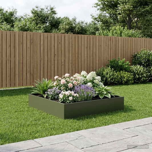 vidaXL Garden Planter Olive Green 100 x 100 x 20 cm Cold-rolled Steel