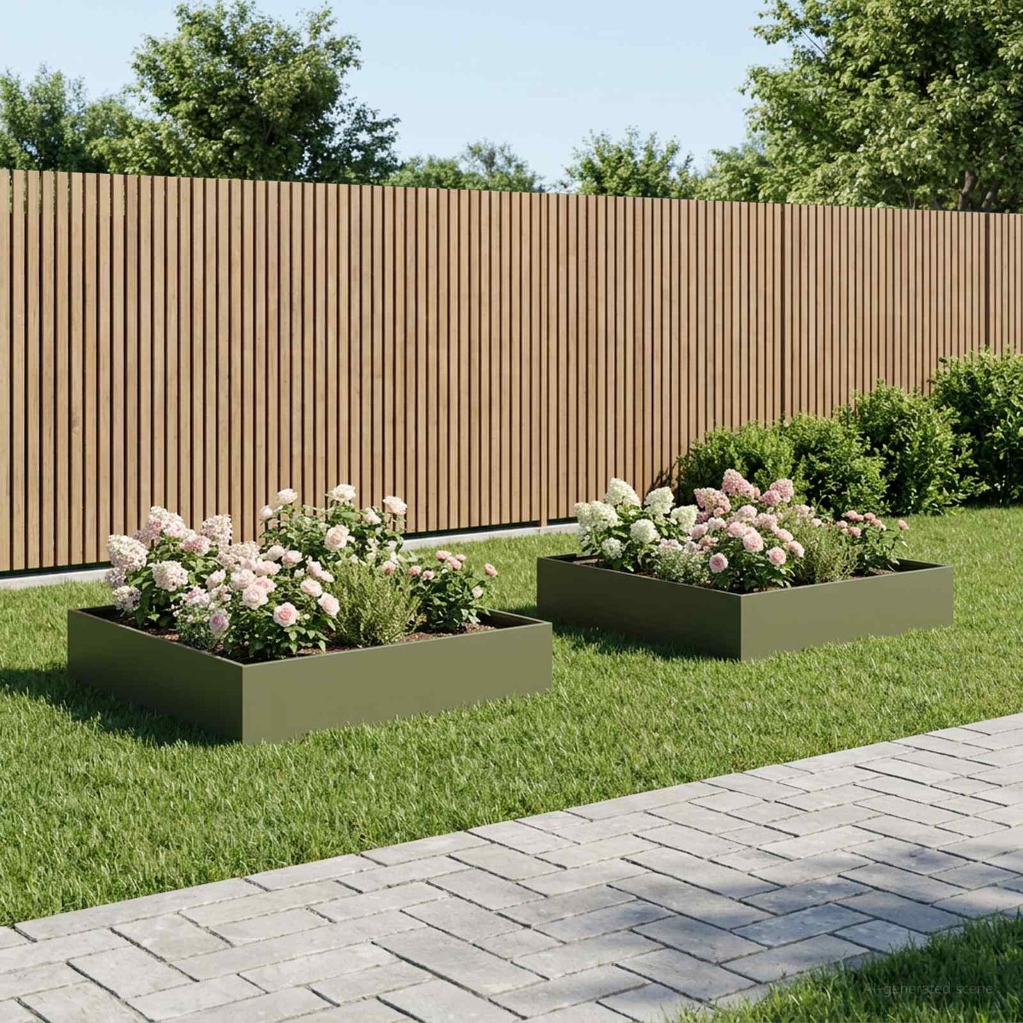 vidaXL Garden Planter 2 pcs Olive Green 100 x 100 x 20 cm