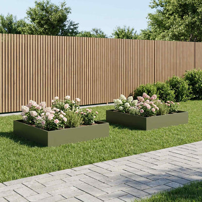 vidaXL Garden Planter 2 pcs Olive Green 100 x 100 x 20 cm