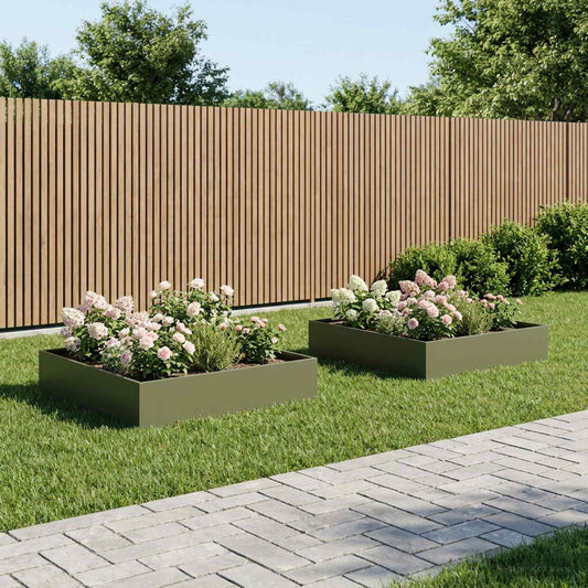 vidaXL Garden Planter 2 pcs Olive Green 100 x 100 x 20 cm