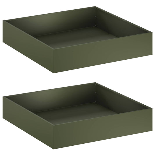 vidaXL Garden Planter 2 pcs Olive Green 100 x 100 x 20 cm
