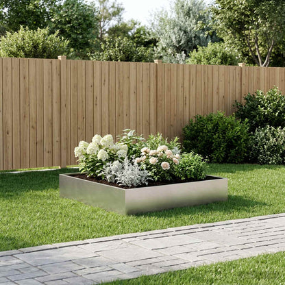 vidaXL Garden Planter Silver 100 x 100 x 20 cm Stainless Steel