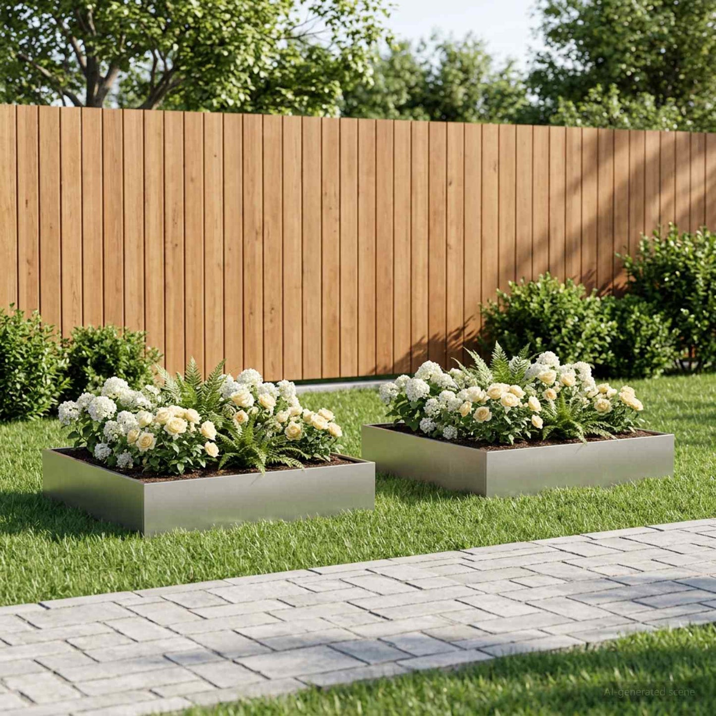 vidaXL Garden Planter 2 pcs Silver 100 x 100 x 20 cm Stainless Steel